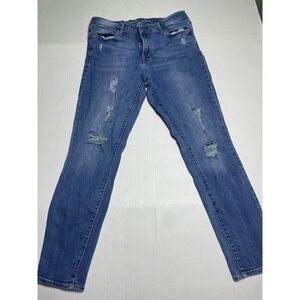 Old Navy Rockstar Jeans Distressed Blue Denim Skinny High Rise Womens Size 10